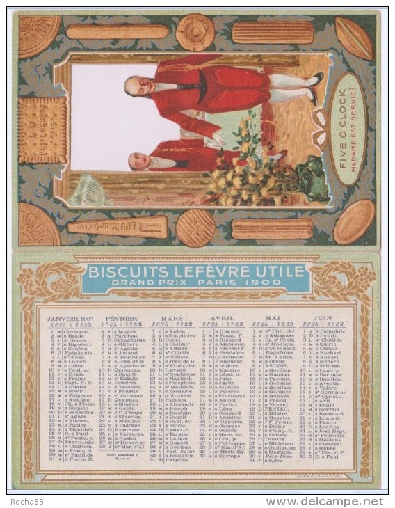 PUB LU - LEFEVRE UTILE - Calendrier , Chromo - Five O´ Clock 1907 2 Volets  Complet 1er Semestre - Lu