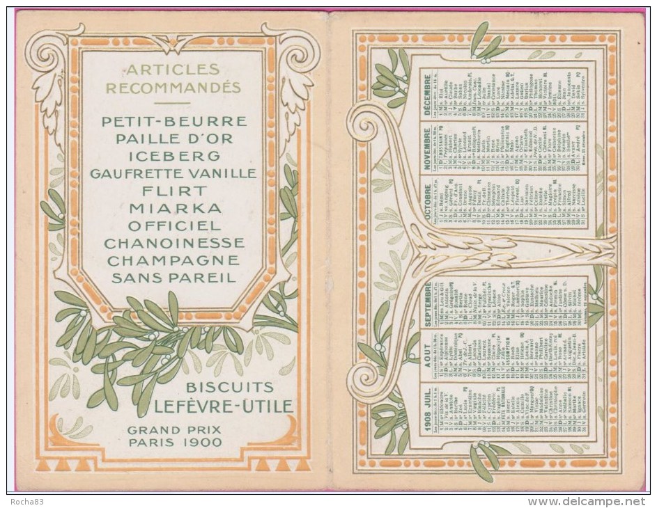 PUB LU - LEFEVRE UTILE - Calendrier , Chromo - Mariée De QUIMPER 1908 2 Volets  Complet - Lu