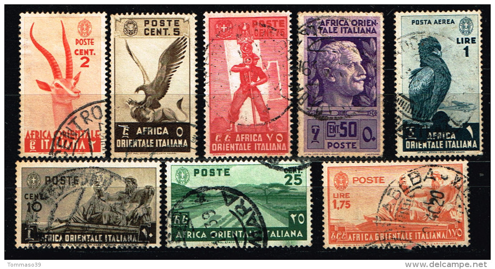 Italia Colonie -Africa Orientale Italiana  -  Sass. 1,2,4,7,10,11,14,A5    USATI - Africa Oriental