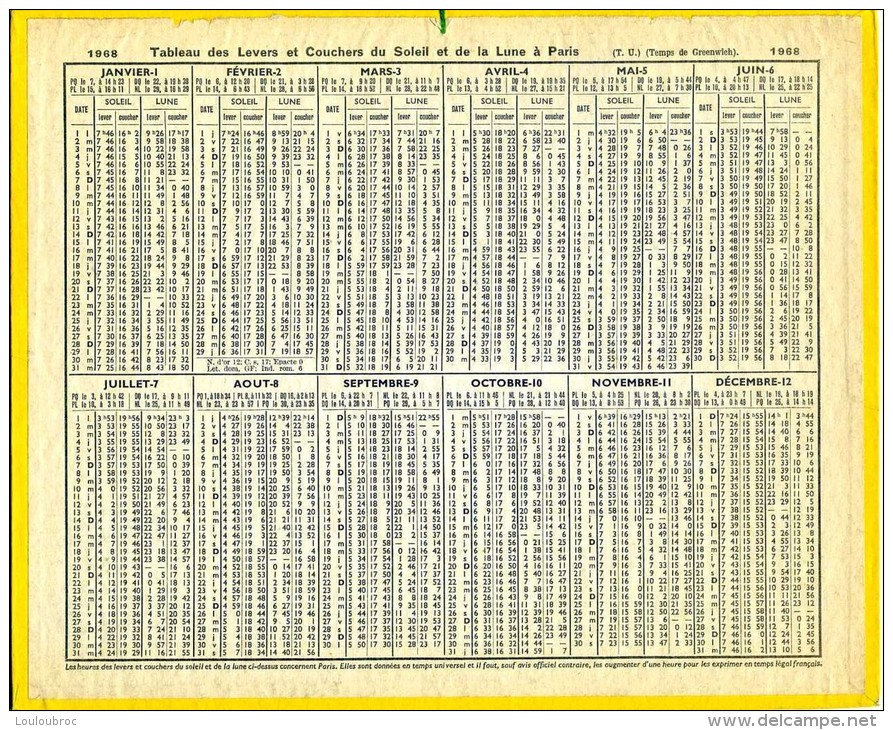 CALENDRIER ALMANACH DES  POSTES 1968  OBERTHUR TOULON  LE MARCHE SANS FEUILLETS - Tamaño Grande : 1961-70