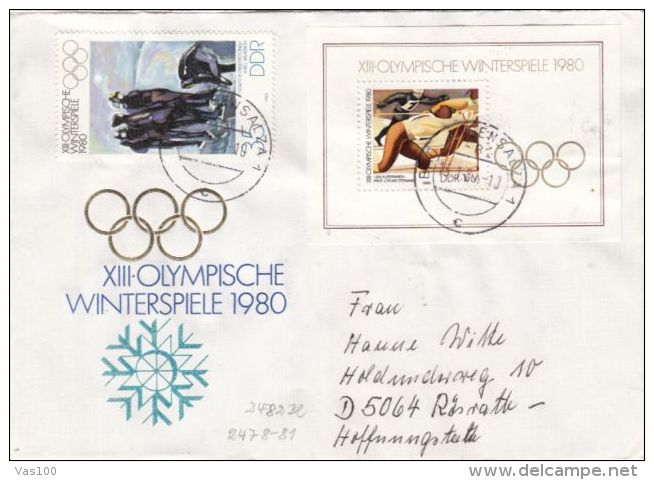 LAKE PLACID'80 WINTER OLYMPIC GAMES, SKIING, EMBOISED SPECIAL COVER, 1980, GERMANY - Hiver 1980: Lake Placid