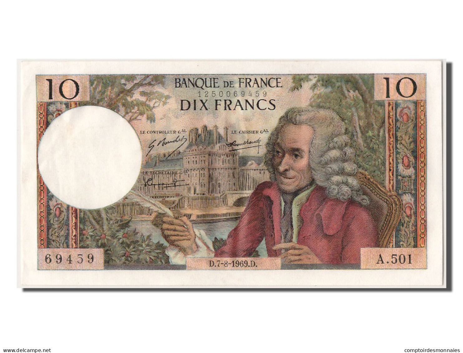 Billet, France, 10 Francs, 10 F 1963-1973 ''Voltaire'', 1969, 1969-08-07, SPL - 10 F 1963-1973 ''Voltaire''