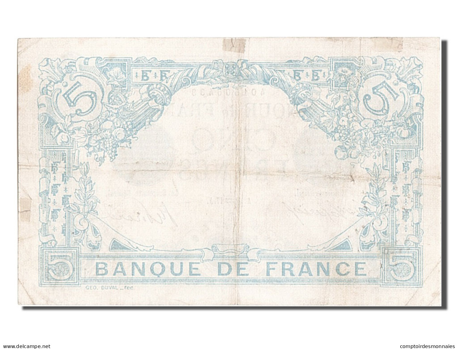 France, 5 Francs, Bleu, 1917, G.16061, TTB, Fayette:02.47, KM:70 - 5 F 1912-1917 ''Bleu''