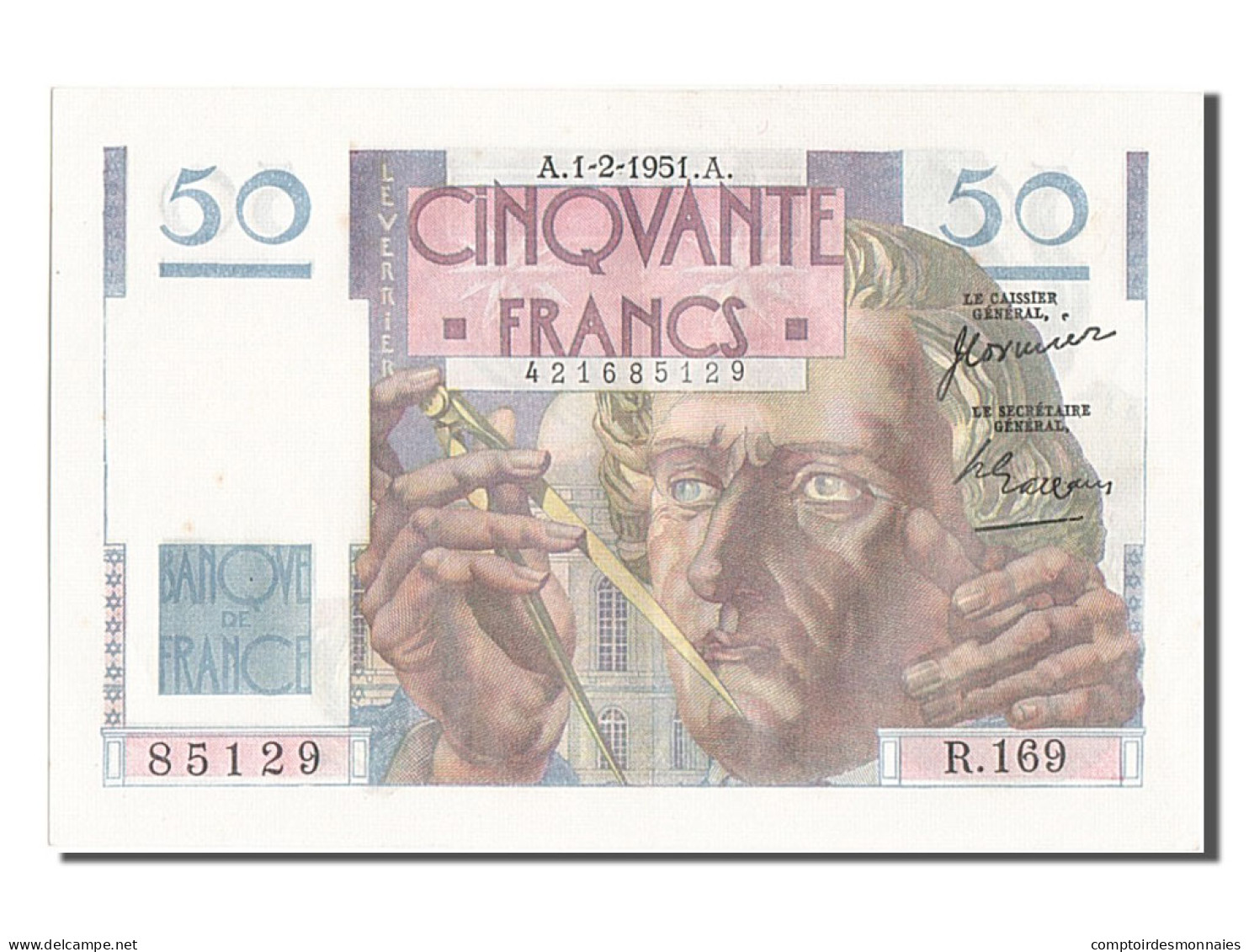 Billet, France, 50 Francs, 50 F 1946-1951 ''Le Verrier'', 1951, 1951-02-01, SPL - 50 F 1946-1951 ''Le Verrier''