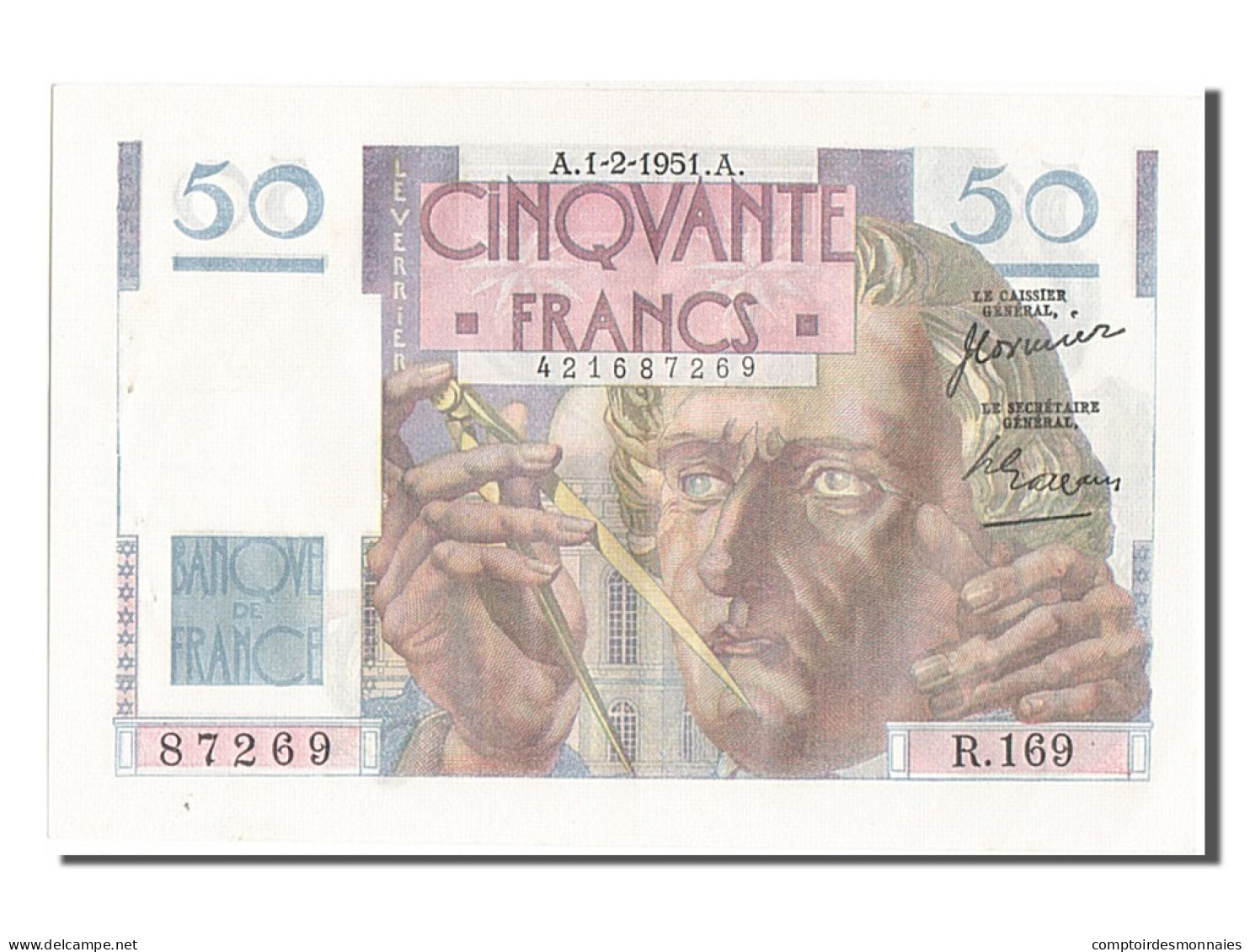 Billet, France, 50 Francs, 50 F 1946-1951 ''Le Verrier'', 1951, 1951-02-01, TB+ - 50 F 1946-1951 ''Le Verrier''