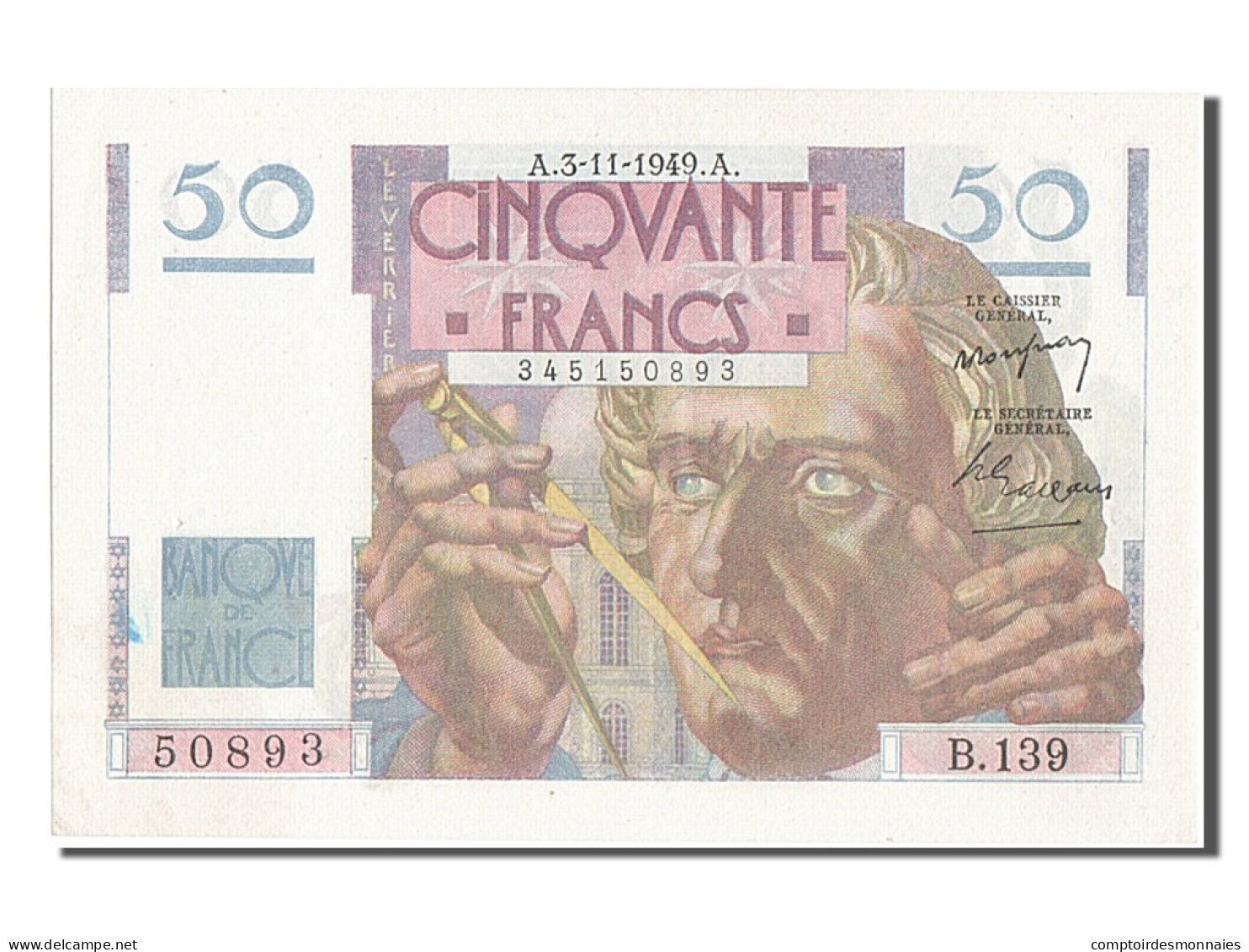 Billet, France, 50 Francs, 50 F 1946-1951 ''Le Verrier'', 1949, 1949-11-03, SPL - 50 F 1946-1951 ''Le Verrier''