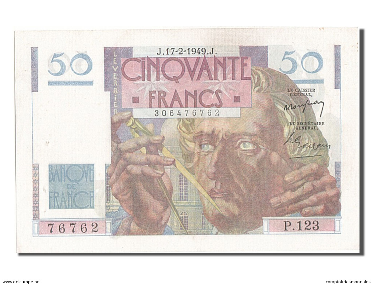 Billet, France, 50 Francs, 50 F 1946-1951 ''Le Verrier'', 1949, 1949-02-17 - 50 F 1946-1951 ''Le Verrier''