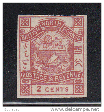 North Borneo MH Scott #37 Imperf 2c Coat Of Arms, Red Brown - Noord Borneo (...-1963)