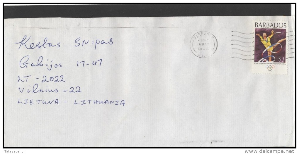 BARBADOS Brief Postal History Envelope  BB 011 Sports Gymnastics - Barbados (1966-...)