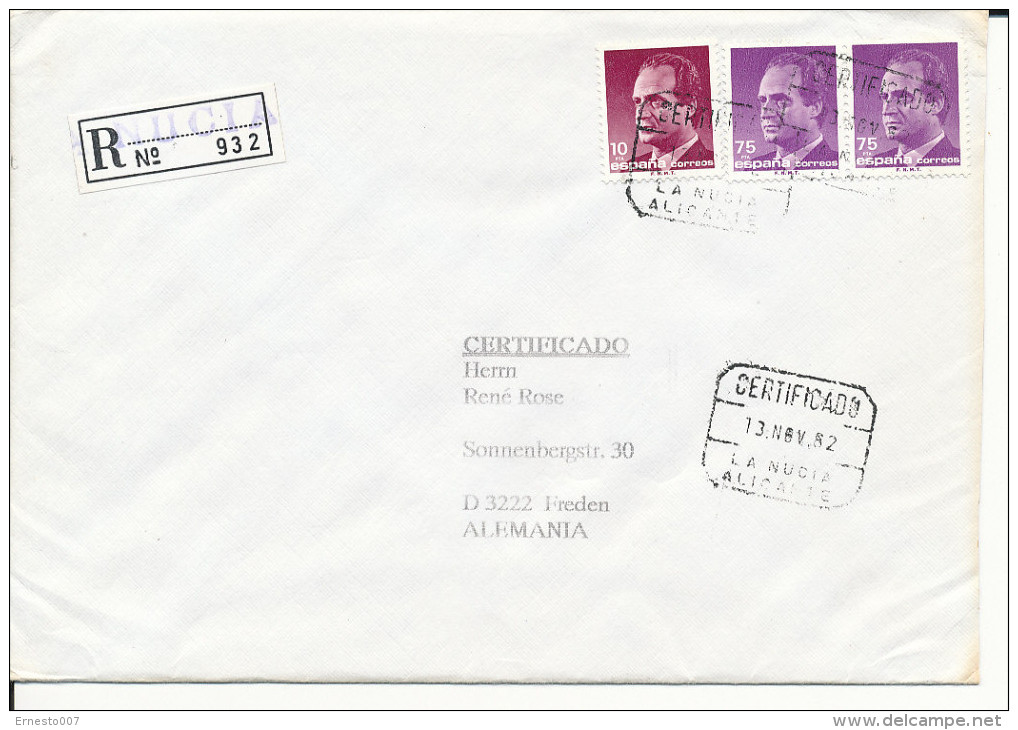 Gelaufener Einschreibebrief (R-letter) Von Spanien Nach Deutschland, 1982 - *) - Usados