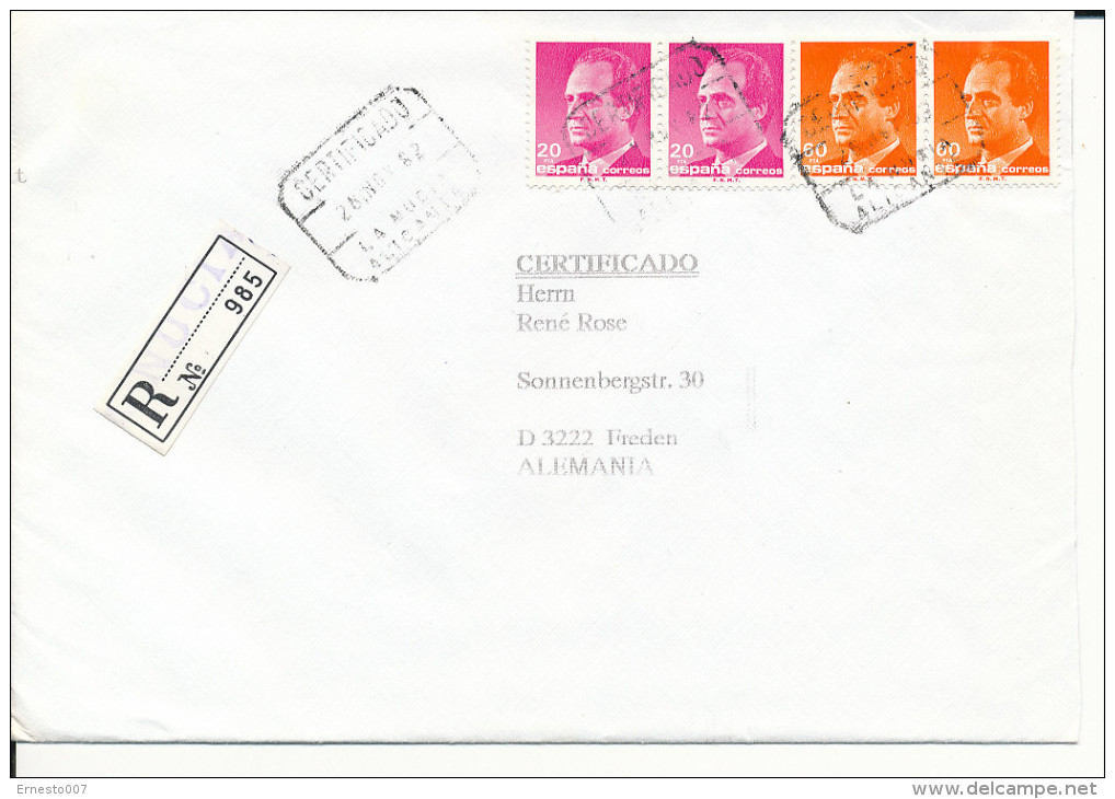 Gelaufener Einschreibebrief (R-letter) Von Spanien Nach Deutschland, 1982 - *) - Usados