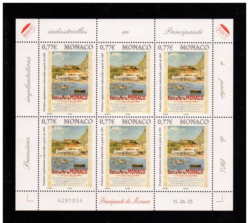 MONACO 2005  1 Bloc De Six  Premières Industries Bains De Mer De Monaco N° YT 2494** 77€ - Autres & Non Classés