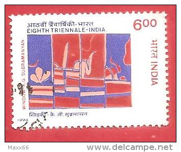 INDIA USATO - 1994 - Eigth Triennale Art Exhibition - "Windows" By K.Subramanian - 6 India Rupee - Michel IN 1421 - Oblitérés