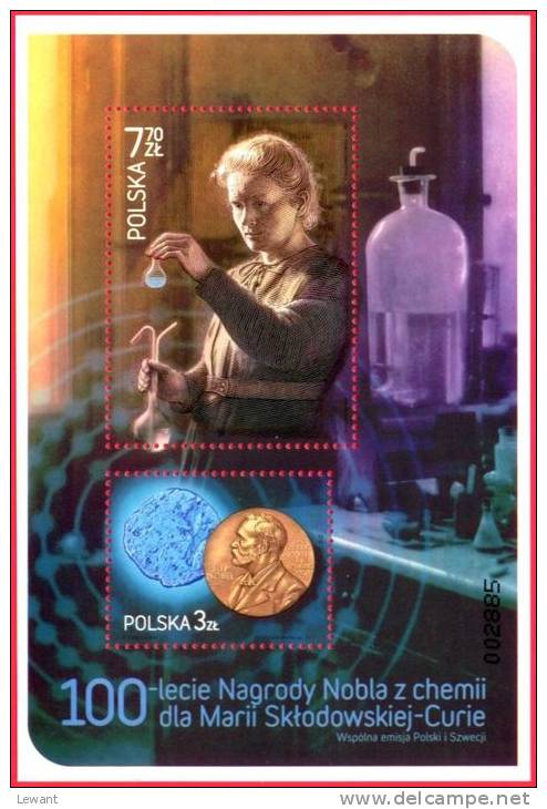 2011.11.17 - All 6 Versions - 100th Anniversary Of The Nobel Prize For Maria Sklodowska - Curie - MNH 6v - Neufs