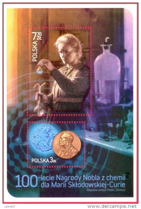 2011.11.17 - all 6 versions - 100th anniversary of the Nobel Prize for Maria Sklodowska - Curie - MNH 6v