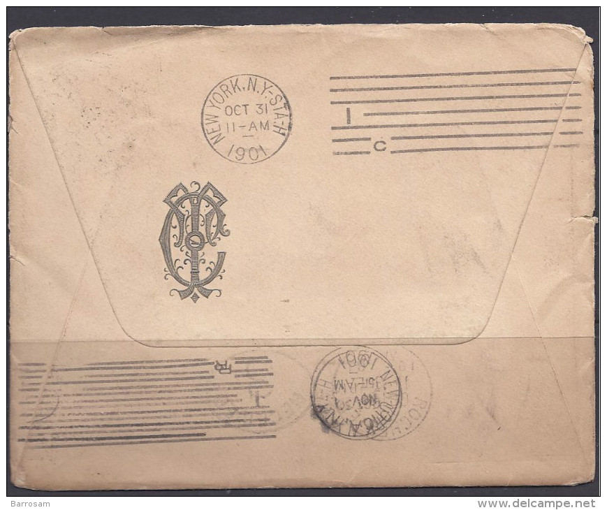 Germany1901:Michel57 (20Pfg) MeF (one Stamp Has Short Perf In One Corner) Cover To US Via UK - Other & Unclassified