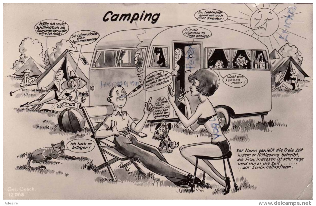 CAMPING, Scherz Karikatur, Gel.1965 - Humor