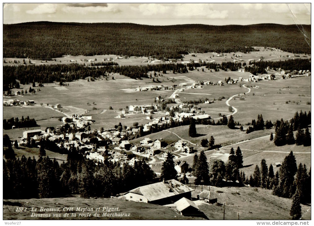 CPSM LE BRASSUS , CRET MEYLAN ET PIGUET , Dessus Vus De La Route Du Marchairuz En 1959 - Le Crêt