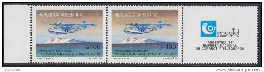 ARGENTINA ANTARTIDA 1985 PBY ´CATALIANA´ The 1st Aeronaval  Courier To Antarctica, PAIR** - Vols Polaires