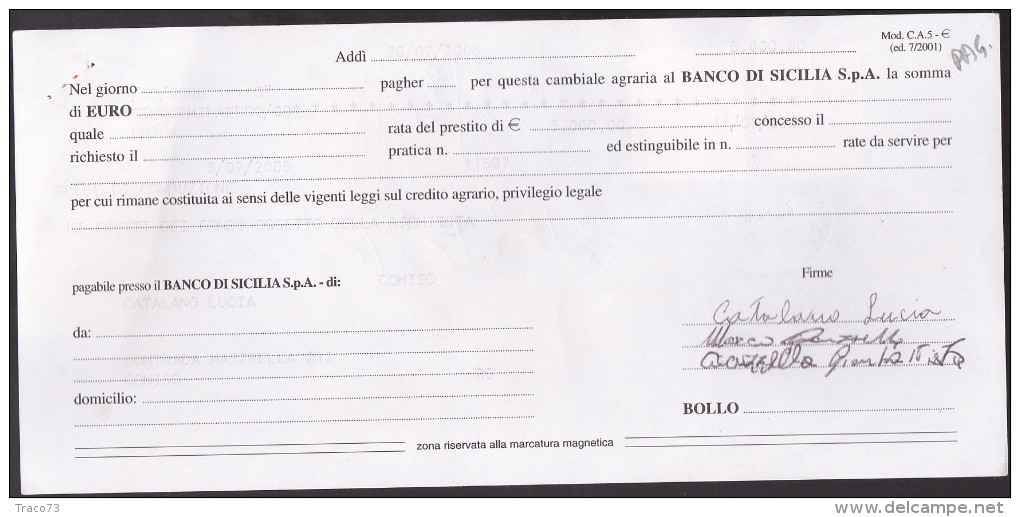 CAMBIALE  /  Centesimi 0,10  + Marca Da Bollo _ 20.07.2005 - 2001-10: Storia Postale