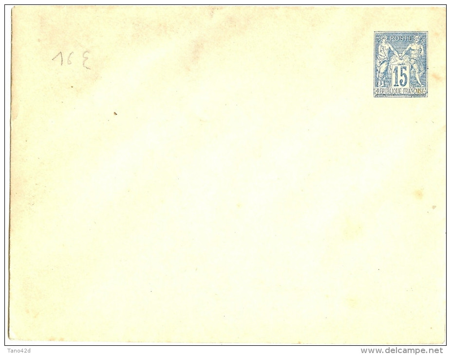 LBL5 - FRANCE EP ENVELOPPE SAGE 15c PAPIER GRIS 147x112mm NEUVE  DEFAUTS - Enveloppes Types Et TSC (avant 1995)