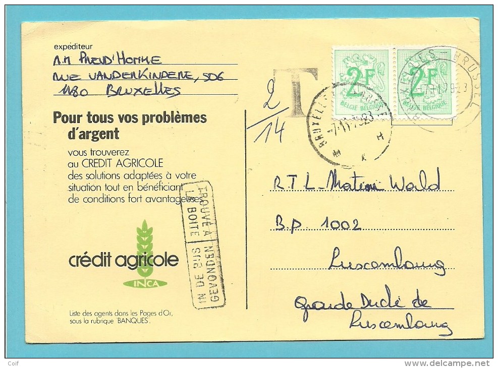 1671 Op Kaart Met Stempel BRUXELLES (Taxe) , Met Stempel TROUVE A LA BOITE / IN DE BUS GEVONDEN - 1951-1975 Lion Héraldique