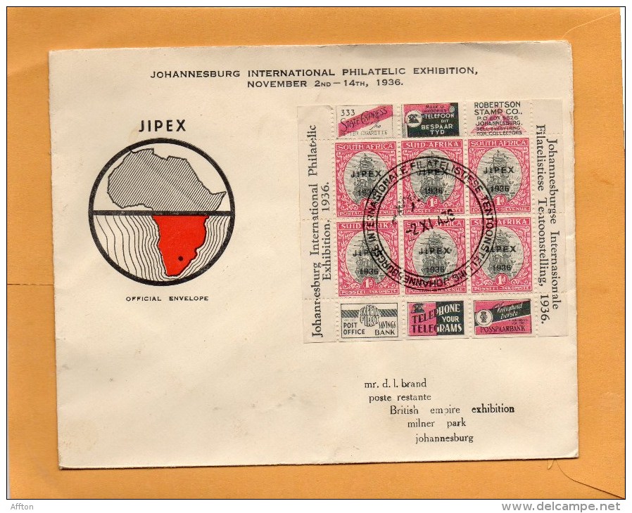 Jipex 1936  Block On Cover - FDC