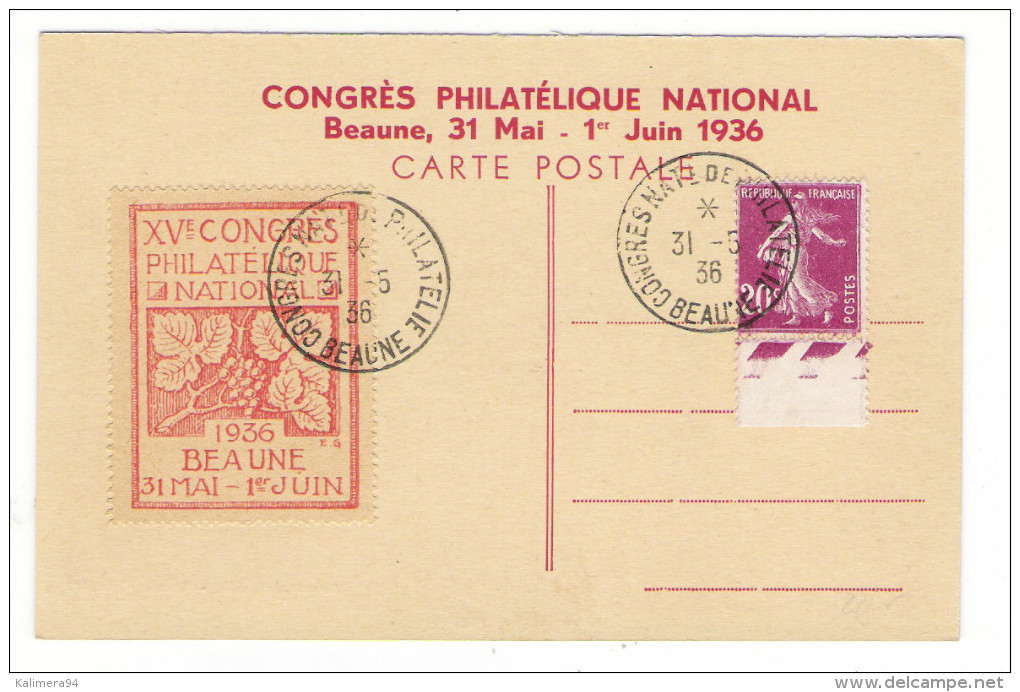 CÔTE-D' OR  /  PAULEE  BOURGUIGNONNE  ( Attelage, Cheval, Scène De Vendanges ) /  Congrès De BEAUNE  ( En 1936 ) - Autres & Non Classés