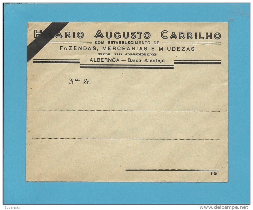 ALBERNOA - 1955 - BEJA - ENVELOPE COMERCIAL - ADVERTISING - PORTUGAL - Portugal