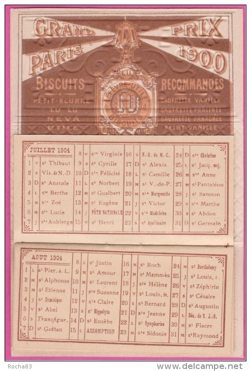 PUB LU - LEFEVRE UTILE - Calendrier , Chromo - GAUFRETTE 1904 , 4 Volets De Juillet à Août - Lu