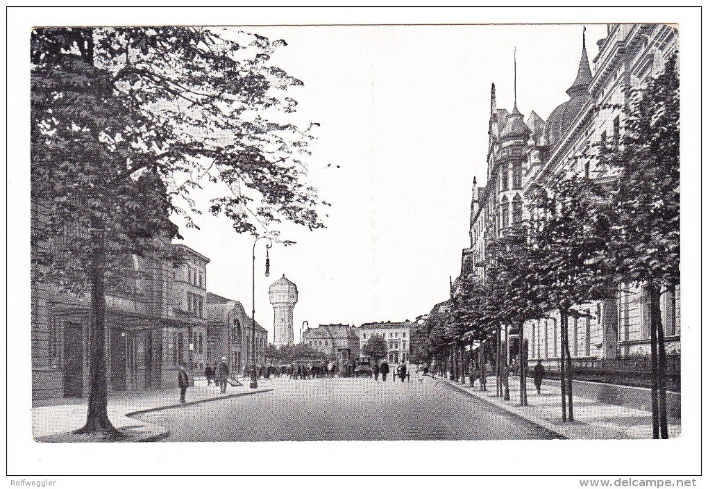 Kattowitz - Bahnhofstrasse Mit Neuem Wasserturm - Pologne