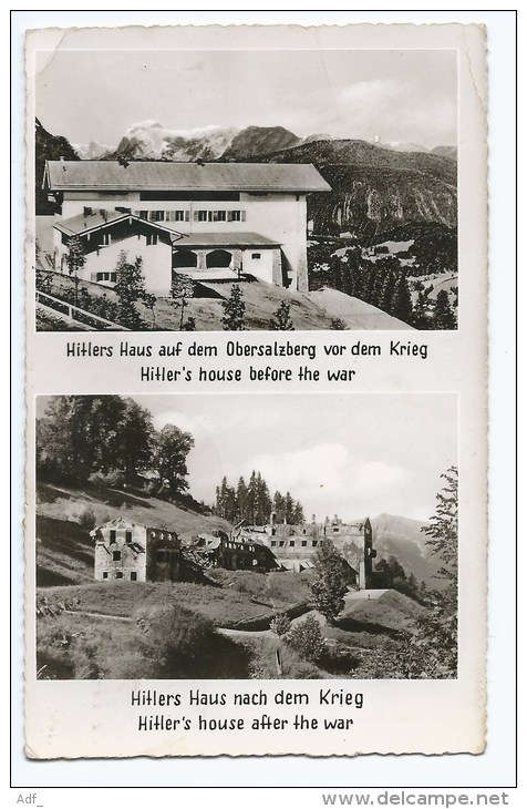 @ CPSM HITLERS HAUS AUF DEM OBERSALZBERG VOR DEM KRIEG, NACH DEM KRIEG, HITLER'S HOUSE BEFORE AND AFTER THE WAR - Berchtesgaden