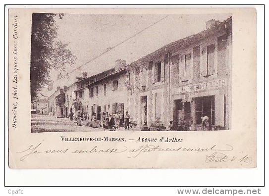 Carte 1902 VILLENEUVE DE MARSAN / AVENUE D'ARTHEZ (boulangerie) - Villeneuve De Marsan