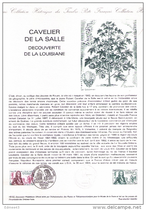 Joli Lot De 3 Documents Philatéliques Premier Jour, Cavelier De La Salle, Découverte De La Louisiane (1682), 1982 - Explorateurs