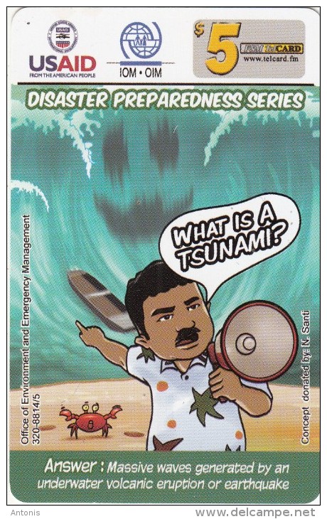 MICRONESIA - USAID, Disaster Preparedness Series, FSM Tel Prepaid Card $5, Used - Micronesia