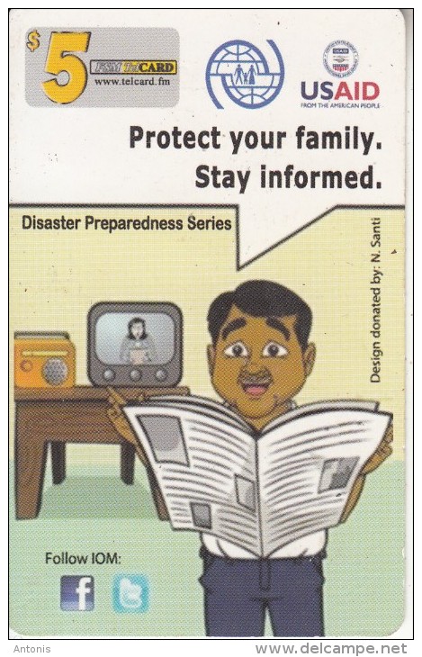 MICRONESIA - USAID, Disaster Preparedness Series, FSM Tel Prepaid Card $5, Used - Micronesia