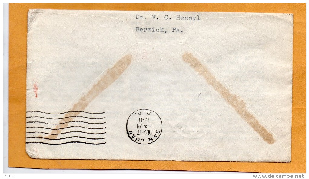 Belgian Congo Leopoldville To San Juan PR 1941 Air Mail Cover Mailed - Brieven En Documenten