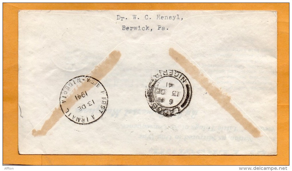 Belgian Congo Leopoldville To Lagos Nigeria 1941 Air Mail Cover Mailed - Lettres & Documents