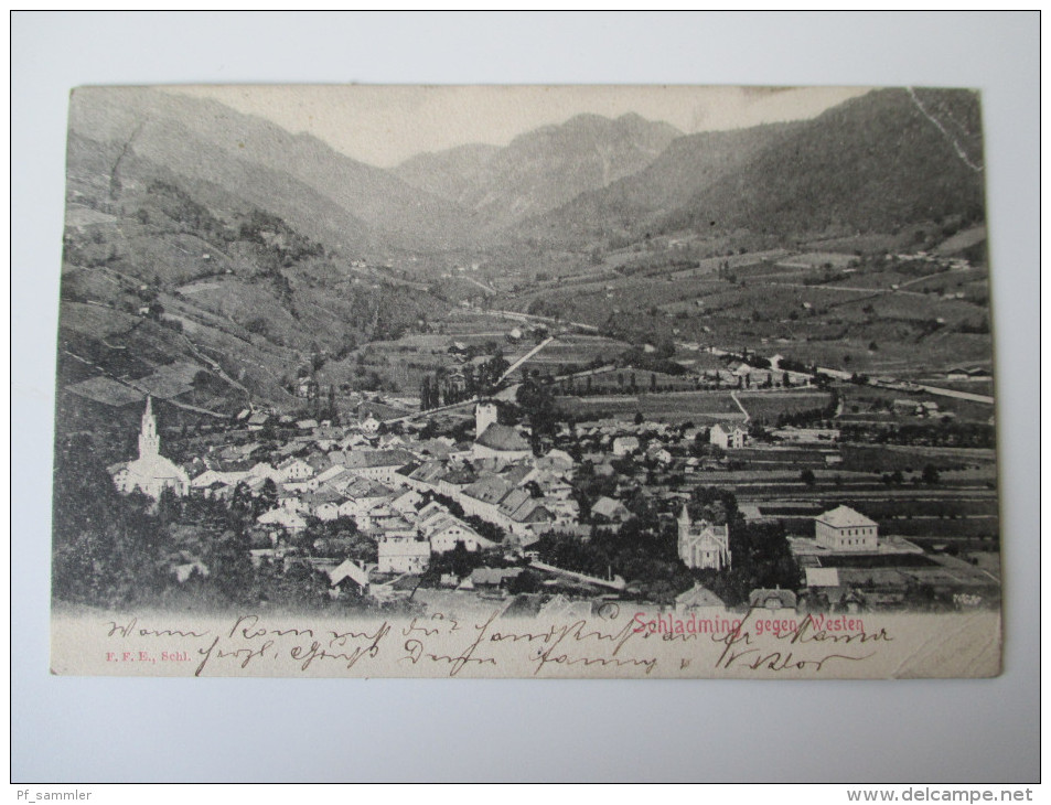 AK / Bildpostkarte 1907 Schladming Gegen Westen Verlag F. F. E. Schl. Stempel: Liezen - Schladming