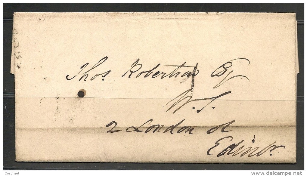 UK -  1833 ENTIRE COVER - EDINBURGH - Rare !! Cancel # 20 Intended Side Type ´8 OCLK AM´ And  # 6 Coded Type -w/ Letter - ...-1840 Precursori