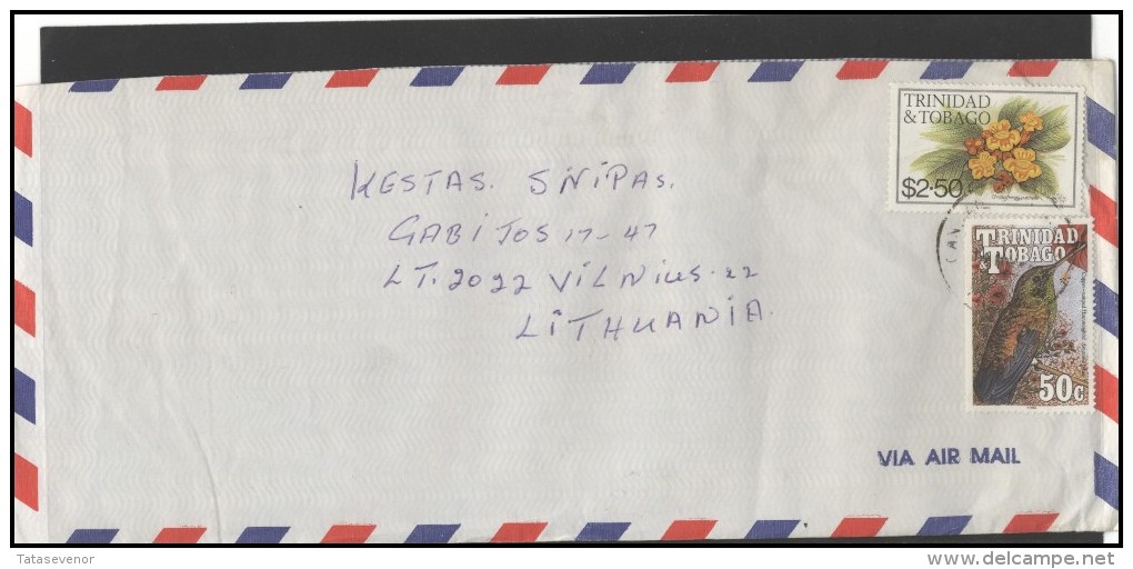 TRINIDAD & TOBAGO Brief Postal History Envelope Air Mail TT 011 Birds Flowers - Trinidad & Tobago (1962-...)