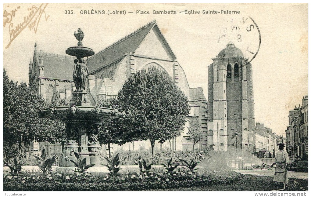 CPA 45 ORLEANS PLACE GAMBETTA EGLISE SAINTE PATERNE 1915 - Orleans