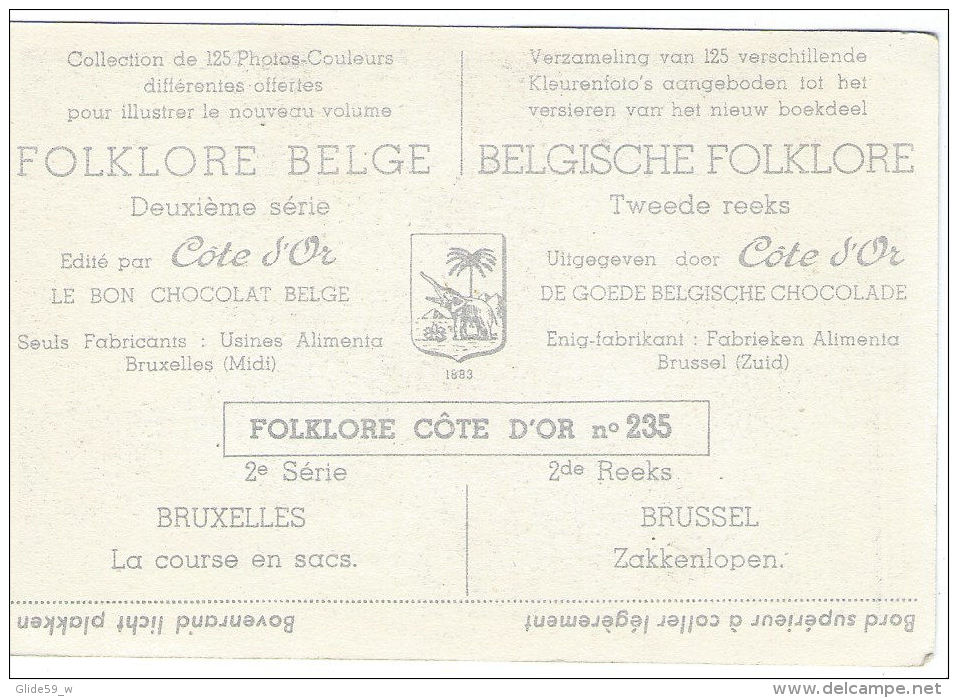 Folklore Belge Côte D'Or N° 235 - BRUXELLES - La Course En Sacs - 2 - Côte D'Or