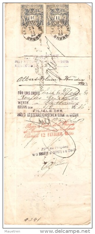 4 LETTRES DE CHANGE TCHECOSLOVAQUIE BRUNN BRNO 1885  1886  1887