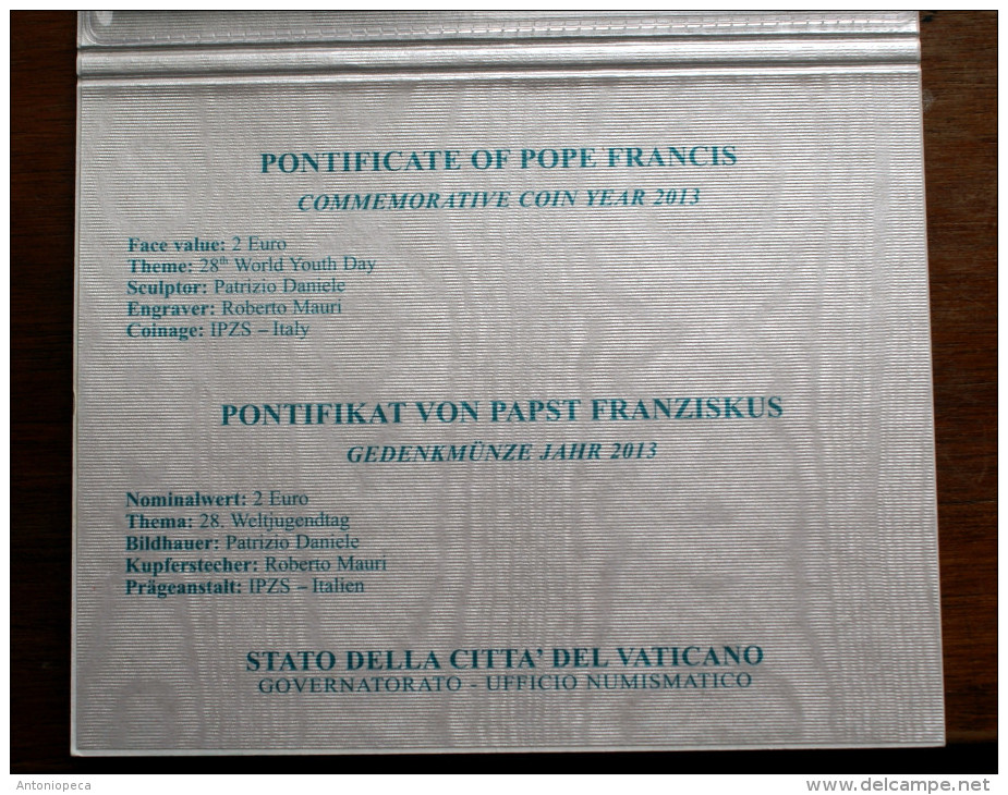 VATICANO 2013 - THE TWO EURO COIN 2013 IN ORIGINAL FOLDER - Vatikan