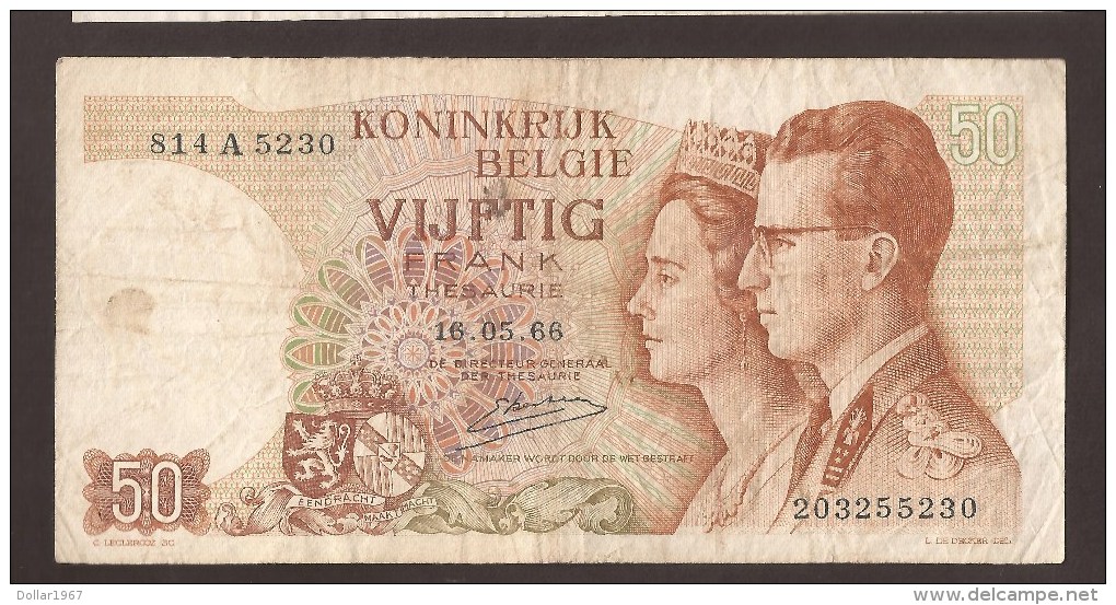 België 50 Frank 14-5- 1966 -NO: 814 A 5230.. - 50 Francs