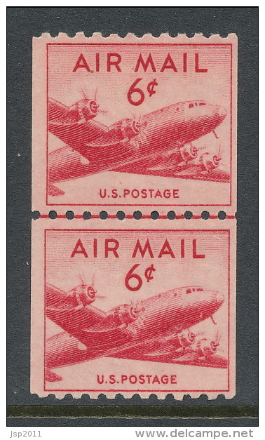 USA 1949 Air Mail. Scott # C41,  Skymaster, Join Line Pair Coil, MH (*) - 2b. 1941-1960 Neufs