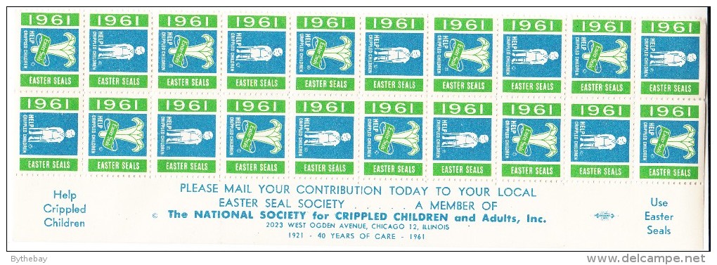 Canada 1961 Easter Seals Block Of 20 With Selvedge - Vignettes Locales Et Privées