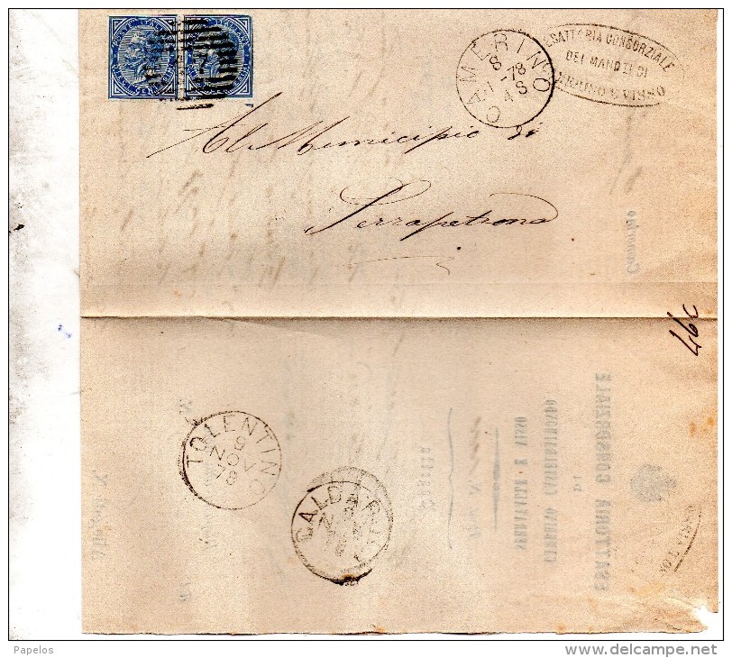 1878  LETTERA CON ANNULLO CAMERINO MACERATA + TOLENTINO - Marcophilie