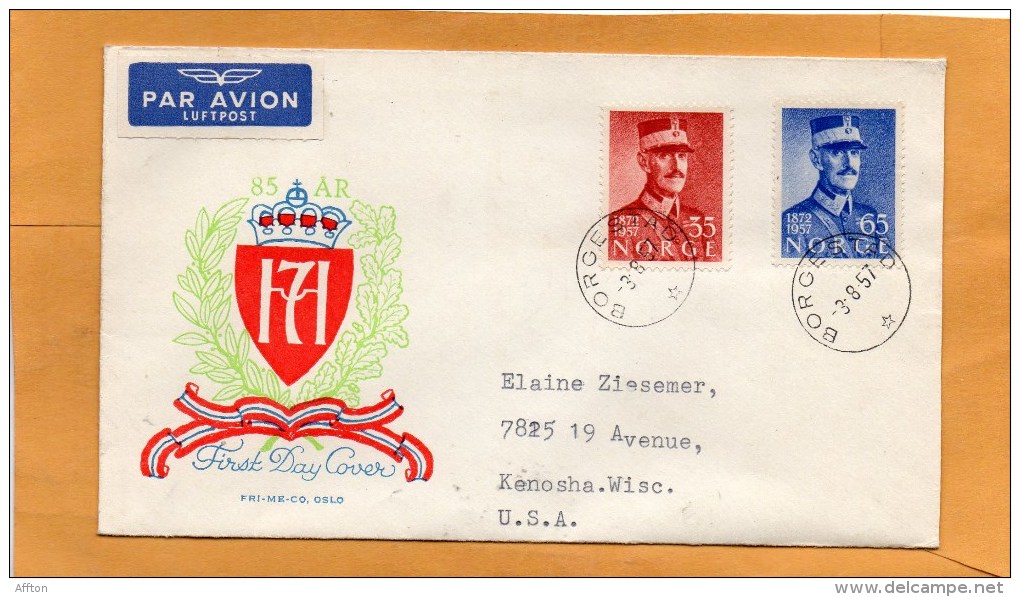 Norway 1957 FDC Mailed To USA - FDC